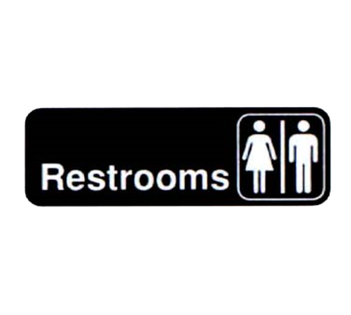 Vollrath 4517 3" x 9" White on Black Restroom Sign