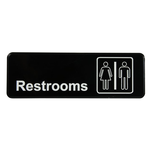 Vollrath 4517 3" x 9" White on Black Restroom Sign