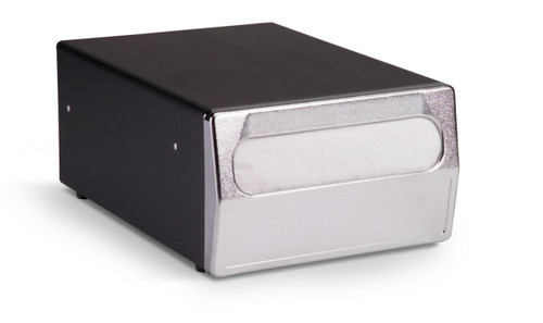 Vollrath 6513-06 11-3/4"D x 8"W x 5"H Black Chrome Plated Plastic Face Counter Type Napkin Dispenser