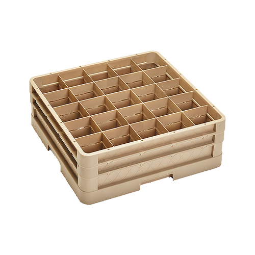 Vollrath CR6BB 19.75" W x 7.13" H x 19.75" D Full Size Beige Co-Polymer Plastic (25) Compartment with 2 Extenders Traex Compartment Rack