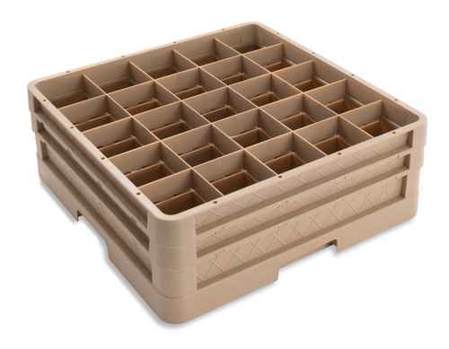 Vollrath CR6BB 19.75" W x 7.13" H x 19.75" D Full Size Beige Co-Polymer Plastic (25) Compartment with 2 Extenders Traex Compartment Rack