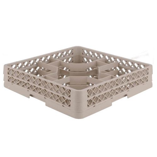Vollrath TR13J 19.75" W x 2.063" H x 19.75" D Beige Co-Polymer Plastic (12) Compartment With 1 Extender Traex Full Size Rack Max Low Profile Glass / Stemware Rack