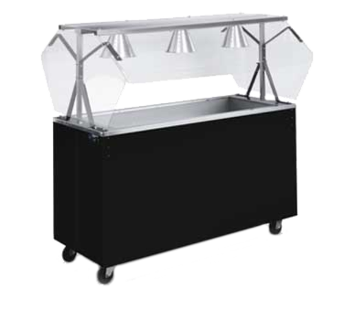 Vollrath 3895046 46" W x 39 1/2" D x 59" H Fully Enclosed Base Non-Refrigerated Wood 3 Pans 2-Series Affordable Portable Cold Food Station - 120 Volts