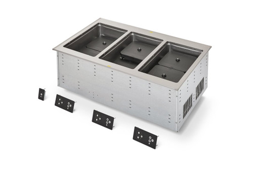 Vollrath FC-6IH-03120 41.5" W x 15" H x 26" D Electric Stainless Steel Non-Insulated Dry Digital Controls (3) Wells Induction Hot Food Well Drop-In - 120 Volts