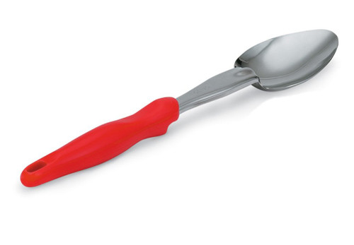 Vollrath 6414040 13.81" L Heavy Gauge 2.25 Stainless Steel Red Nylon Ergonomic Handle Ergo Grip Heavy Duty Spoon