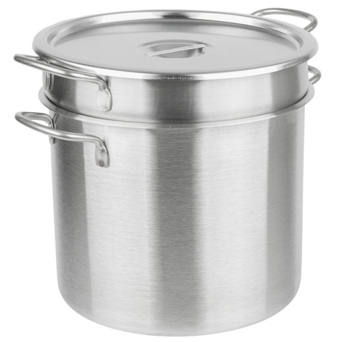 Vollrath 77110 11 Qt. Stainless Steel With 11.5 Qt. Pot Welded Loop Handles and 11 Qt. Inset Flat Solid Cover Double Handle