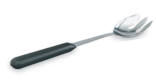 Vollrath 46920 11 5/8" Long Notched Stainless with Black Insulated Coating Kool-Touch Hollow Handled Buffetware Serving Spoon