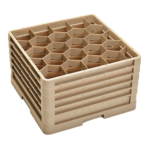 Vollrath CR11GGGGG 19.75" W x 11.88" H x 19.75" D Full Size Beige Co-Polymer Plastic (20) Compartment Cup / Glass with 5 Extenders Traex Rack Max