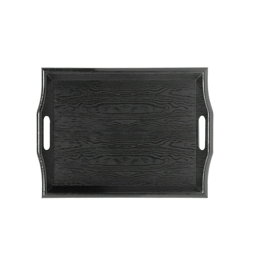 GET RST-1815-1-BK 19" x 14 1/4" Black Wood Look Plastic Room Service Tray