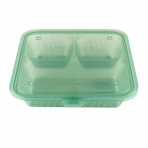 GET EC-16-JA 9" W x 3.5" H x 9" D Jade Polypropylene Flat Top 3-Compartment G.E.T Food Container