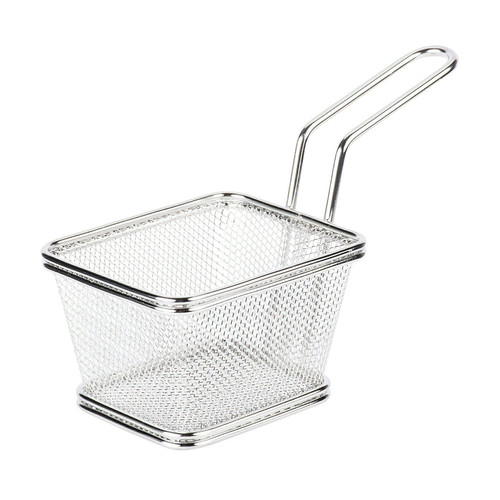 GET 4-81860 4" x 3-1/4" x 2-1/4" Rectangular Stainless Steel Single Serving Fry Basket