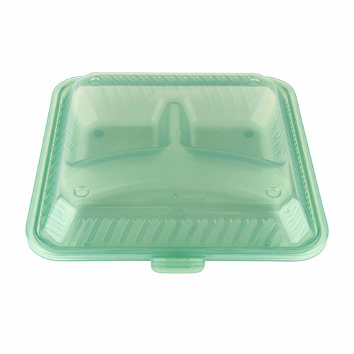 GET EC-12-1-JA 9"L x 9"W x 2-3/4"H 3 Compartment Jade Polypropylene GET Food Container