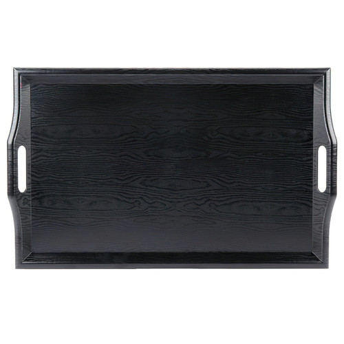 GET RST-2517-1-BK 25" x 16" Rectangular Black Wood Look Plastic Room Service Tray