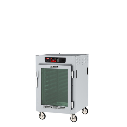 Metro C585L-SFC-LPFS C5 8 Series Half-Size Pass-Thru Insulated Low Wattage Holding Cabinet with Clear Doors and Stainless Steel Lip Load Slides - 120V