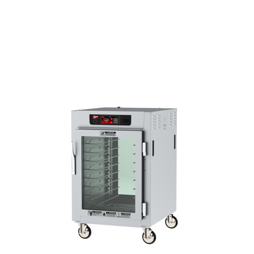 Metro C585-SFC-UPFC C5 8 Series Half-Size Pass-Thru Insulated Holding Cabinet with Clear Doors and Chrome Universal Wire Slides - 120V