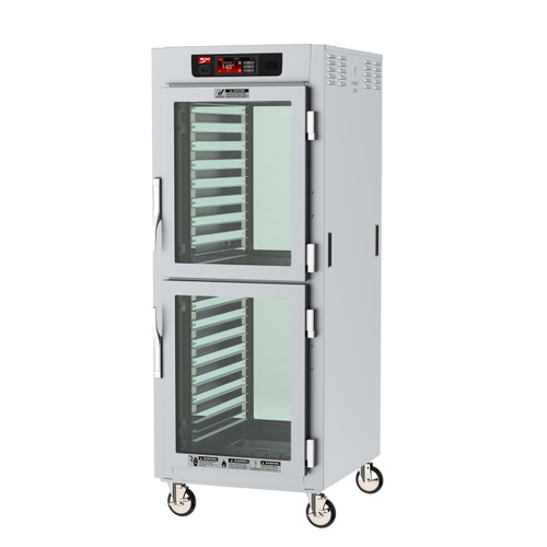 Metro C589L-SDC-LPDC C5 8 Series Full-Size Pass-Thru Insulated Low Wattage Holding Cabinet with Clear Dutch Doors and Chrome Lip Load Slides - 120V