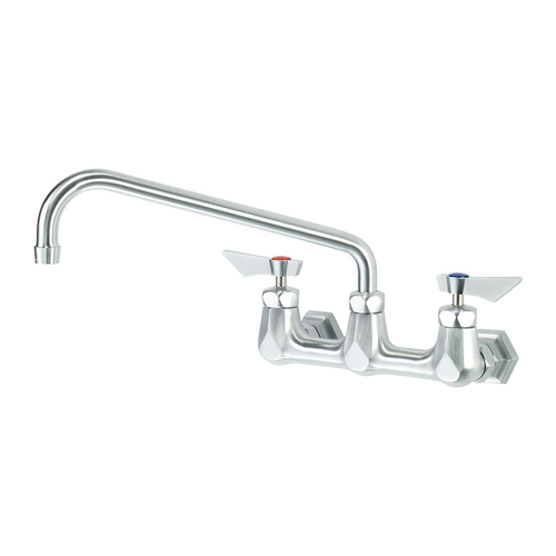 Krowne DX-812 Diamond Series Satin Finished 8" Centers 12" Swing Spout Lever Handle Wall-Mounted Faucet - Lifetime Manufacturer Warranty