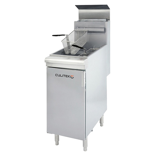 Culitek CULGF90LP 40 Lb. Stainless Steel Floor Standing Liquid Propane Gas SS-Series Fryer - 90,000 BTU