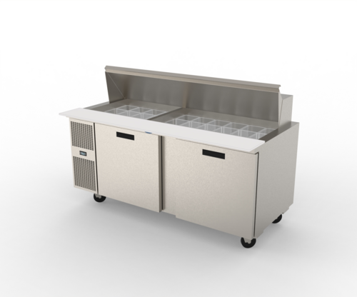 Randell 9045K-513 72" W Two-Section Two Door Reach-In Refrigerated Counter/Salad Mega Top