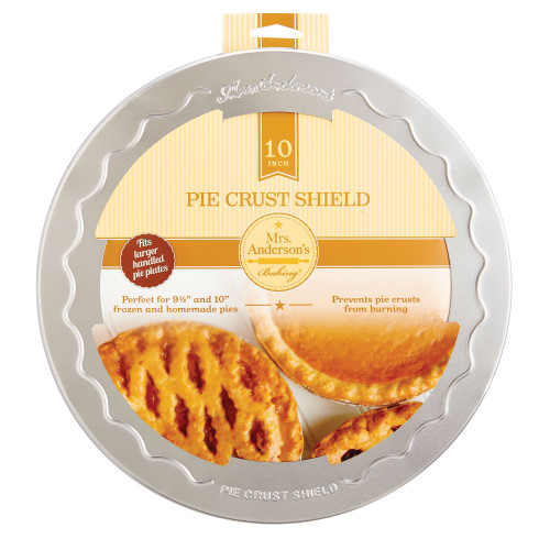 Harold Import 109 Aluminum Reusable Mrs. Anderson's Baking Universal Pie Crust Shield For 10" Frozen or Homemade Pies