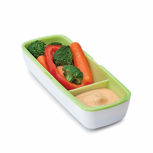 Harold Import 61001 6 1/4" x 2 1/4" x 1 1/2" 2 Compartments Rectangular Plastic Joie Snack On The Go