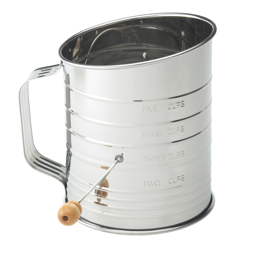 Harold Import 28015 5 Cups Stainless Steel with Crank Handle HIC Rotary Flour Sifter