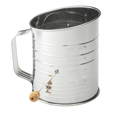 Harold Import 28015 5 Cups Stainless Steel with Crank Handle HIC Rotary Flour Sifter