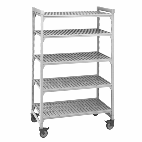 Cambro CPMU213675V5480 36" W x 21" D x 75" H Speckled Gray Polypropylene 5 Shelves Louvered Camshelving Premium Mobile Starter Unit