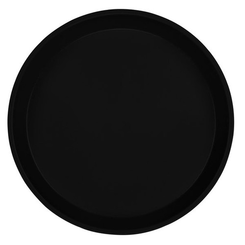 Cambro 1950110 19.5" Black Fiberglass Round Serving Camtray - 12/Case