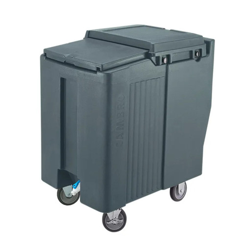 Cambro ICS175T191 175 Lb. Granite Gray Plastic Mobile SlidingLid Tall Ice Caddy