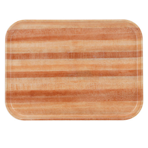 Cambro 1216303 12" x 16.31" Light Butcher Block Rectangular High-Impact Fiberglass Camtray - 12/Case