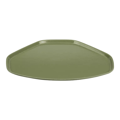 Cambro 1520TR428 14.56" x 19.5" Trapezoid Fiberglass Olive Green Camtray - 12/Case