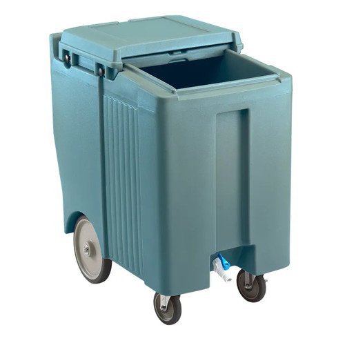 Cambro ICS175TB401 175 Lb. Slate Blue Plastic Mobile SlidingLid Tall Ice Caddy