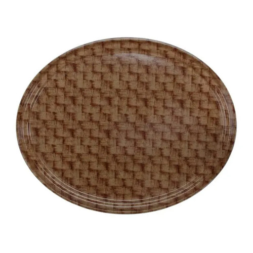 Cambro 2700301 22" x 26.875" Dark Basketweave Fiberglass Oval Serving Camtray - 6/Case