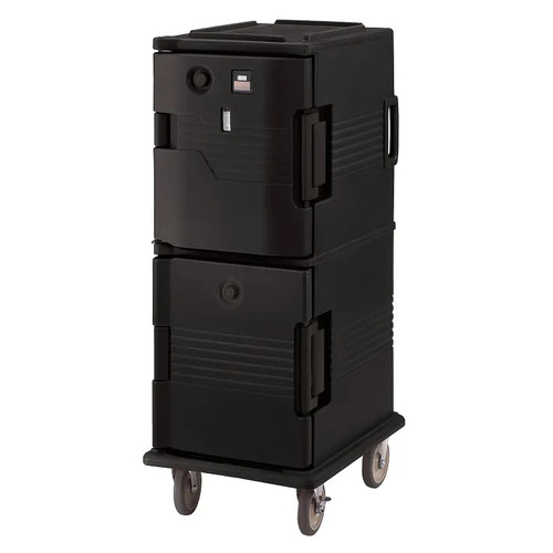 Cambro UPCHT800110 20.50" W x 54" H x 27.13" D Black Polyethylene Ultra Camcart Heated Food Pan Carrier - 110V