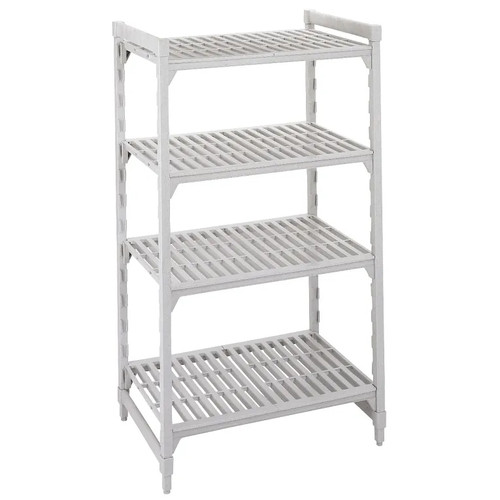 Cambro CPU216084V4PKG 60" W x 21" D x 84" H Speckled Gray Vented 4 Shelves Camshelving Premium Starter Unit