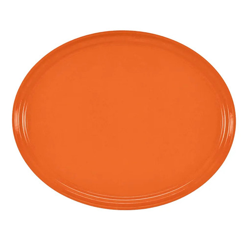 Cambro 2700220 26.88" x 22" Citrus Orange High-Impact Fiberglass Oval Camtray - 6/Case