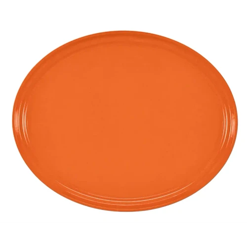Cambro 2700220 26.88" x 22" Citrus Orange High-Impact Fiberglass Oval Camtray - 6/Case