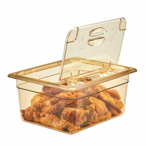 Cambro 20HPL150 1/2 Size Amber High Heat H-Pan FlipLid Food Pan Cover - 6/Case