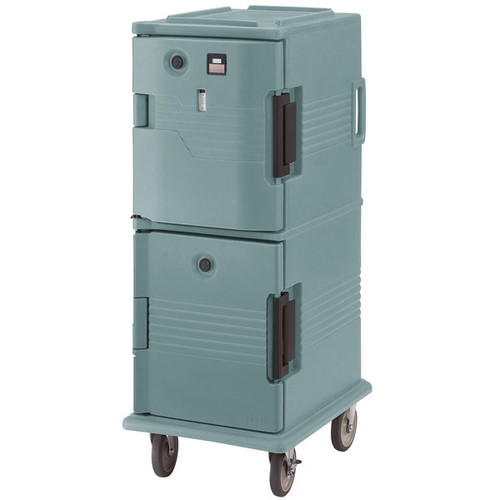 Cambro UPCHT800401 20.50" W x 54" H x 27.13" D Slate Blue Polyethylene Ultra Camcart Heated Food Pan Carrier - 110V