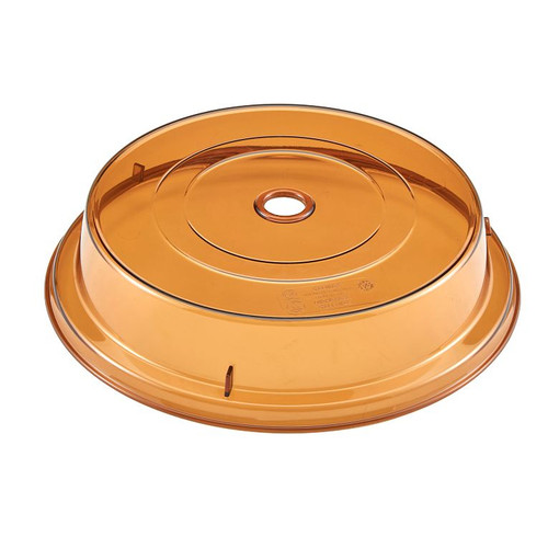 Cambro MDCPC9CW153 9.13" Amber Lightweight Polycarbonate Stackable Round Camwear Camcover - 12/Case