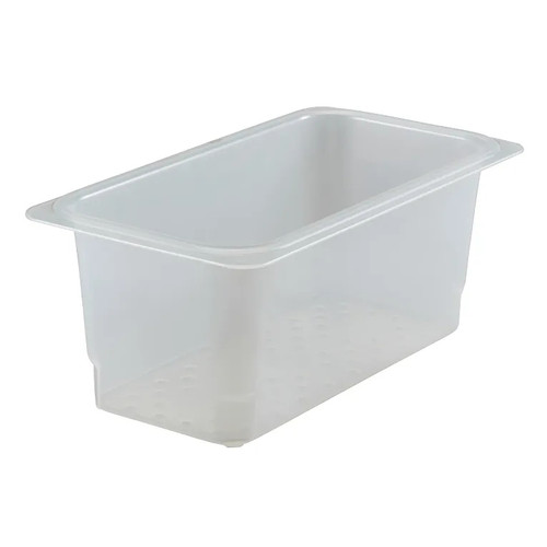 Cambro 35CLRPP190 6 15/16" x 12 3/4" x 5" Deep Translucent Fits 1/3 Size Food Pans H-Pan Colander - 6/Case