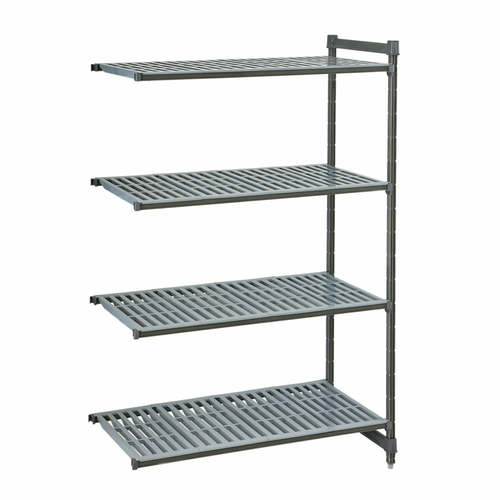 Cambro CBA246072V4580 4-Tier 600 Lbs. Capacity Per Shelf (400 Lbs. Top Shelf) Brushed Graphite Camshelving Basics Plus Add-On Unit
