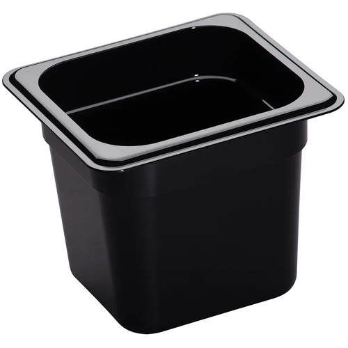 Cambro 66HP110 6" Deep Black Plastic 1/6 Size H-Pan High Heat Hot Food Pan - 6/Case