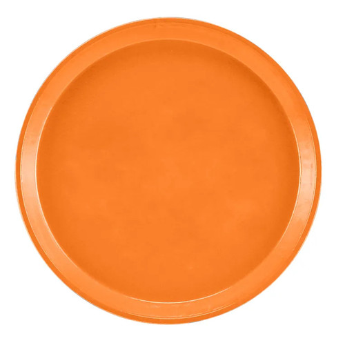 Cambro 1100222 11" Dia. Orange Pizzazz Round Fiberglass Serving Camtray - 12/Case