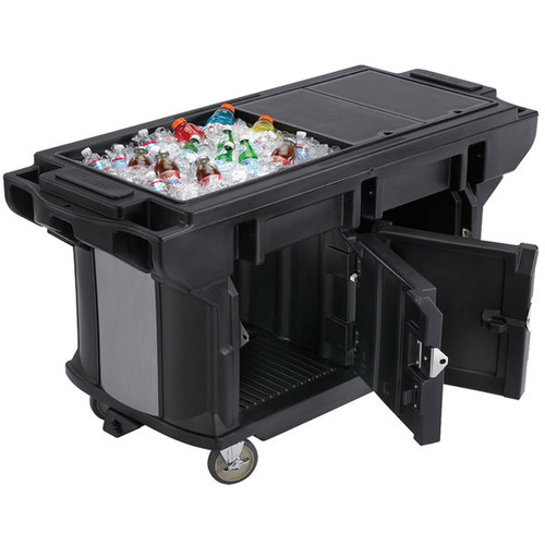 Cambro VBRUT5110 69"L x 27"W x 36.25"H Black Polyethylene with Foam-Injected Polyurethane 5 Ft. Unit Cold Food Versa Food Bar Work Table