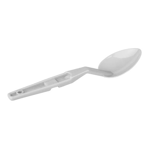 Cambro SPO11CW148 11" White Polycarbonate Notched Back Hanging Hole Solid Deli Spoon - 12/Case