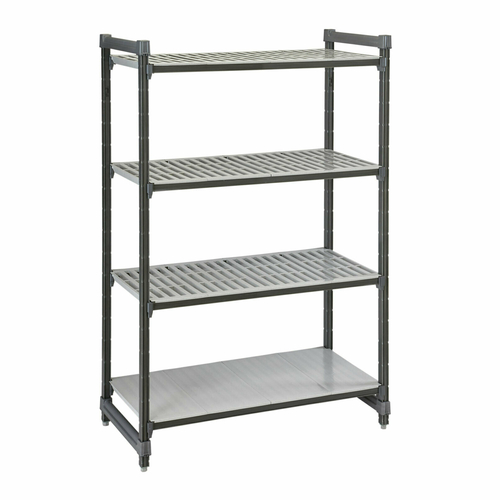 Cambro ESU216084VS4580 60" W x 21" D x 84" H Brushed Graphite Polypropylene 4 Shelves Louvered and Solid Camshelving Elements Stationary Starter Unit