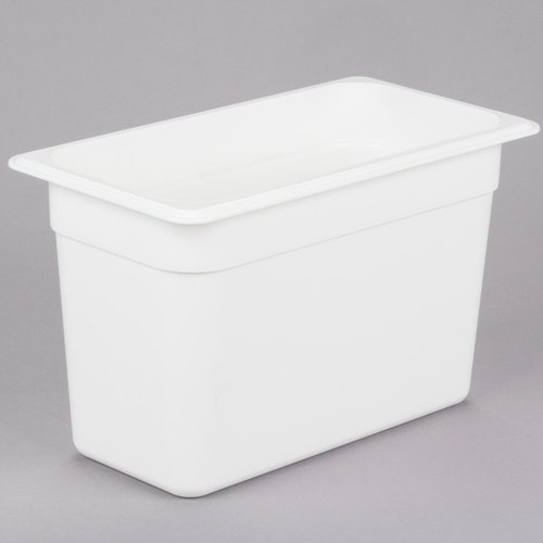Cambro 38CW148 7.3 Qt. White Polycarbonate 1/3 Size Camwear Food Pan - 6/Case
