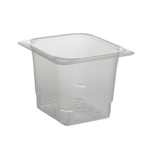 Cambro 65CLRPP190 6 3/8" x 6 15/16" x 5" Deep Translucent Fits 1/6 Size Food Pans H-Pan Colander - 6/Case